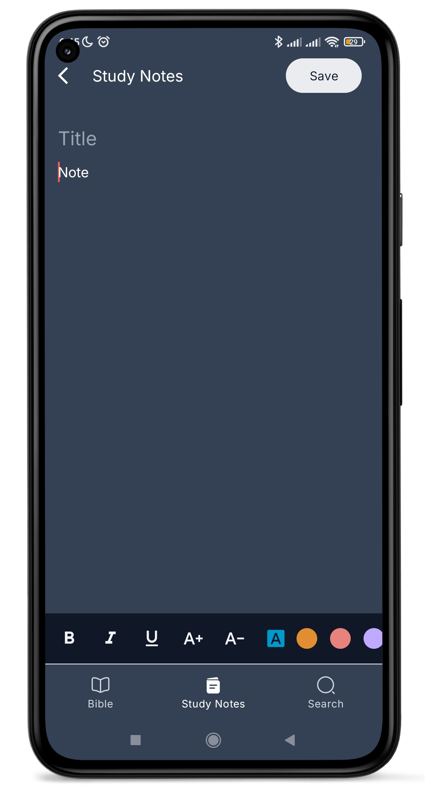 Bible study notes interface